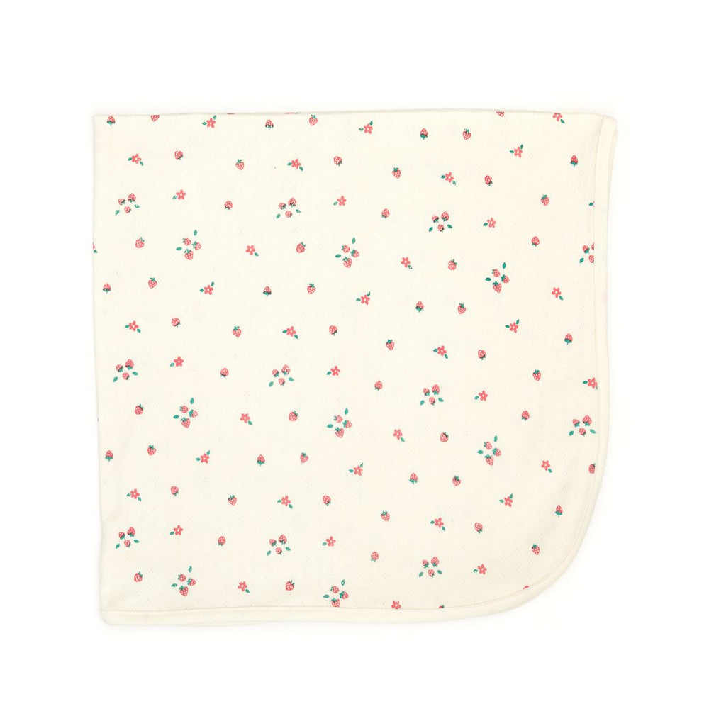 Pointelle Blanket (Natural Strawberries)