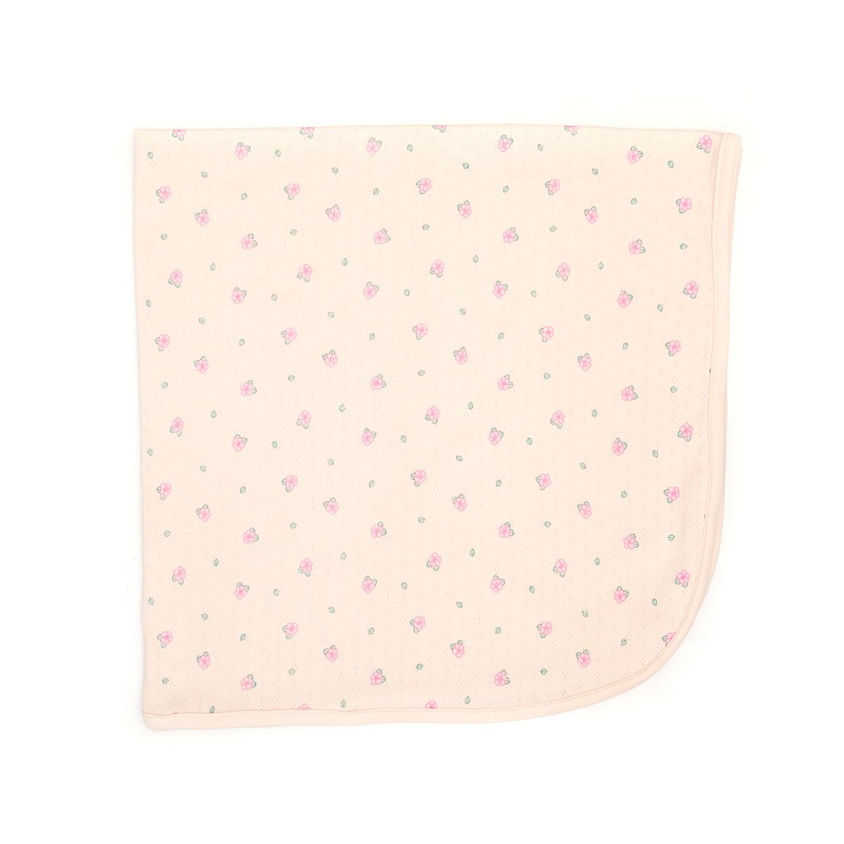 Pointelle Blanket (Light Pink Flowers)