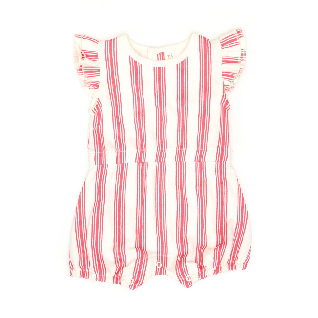 Ruffle Romper (Rosa Red Stripes)