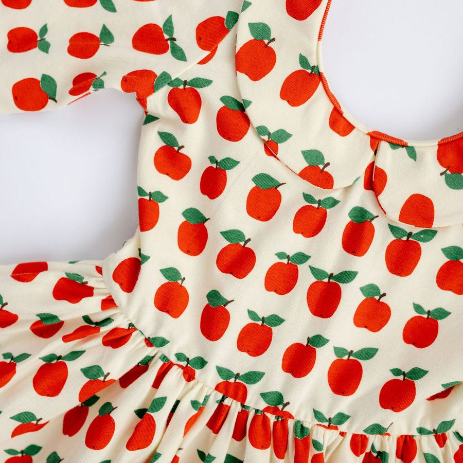 3/4 Sleeve Twirl Dress (Red Apples Collared)