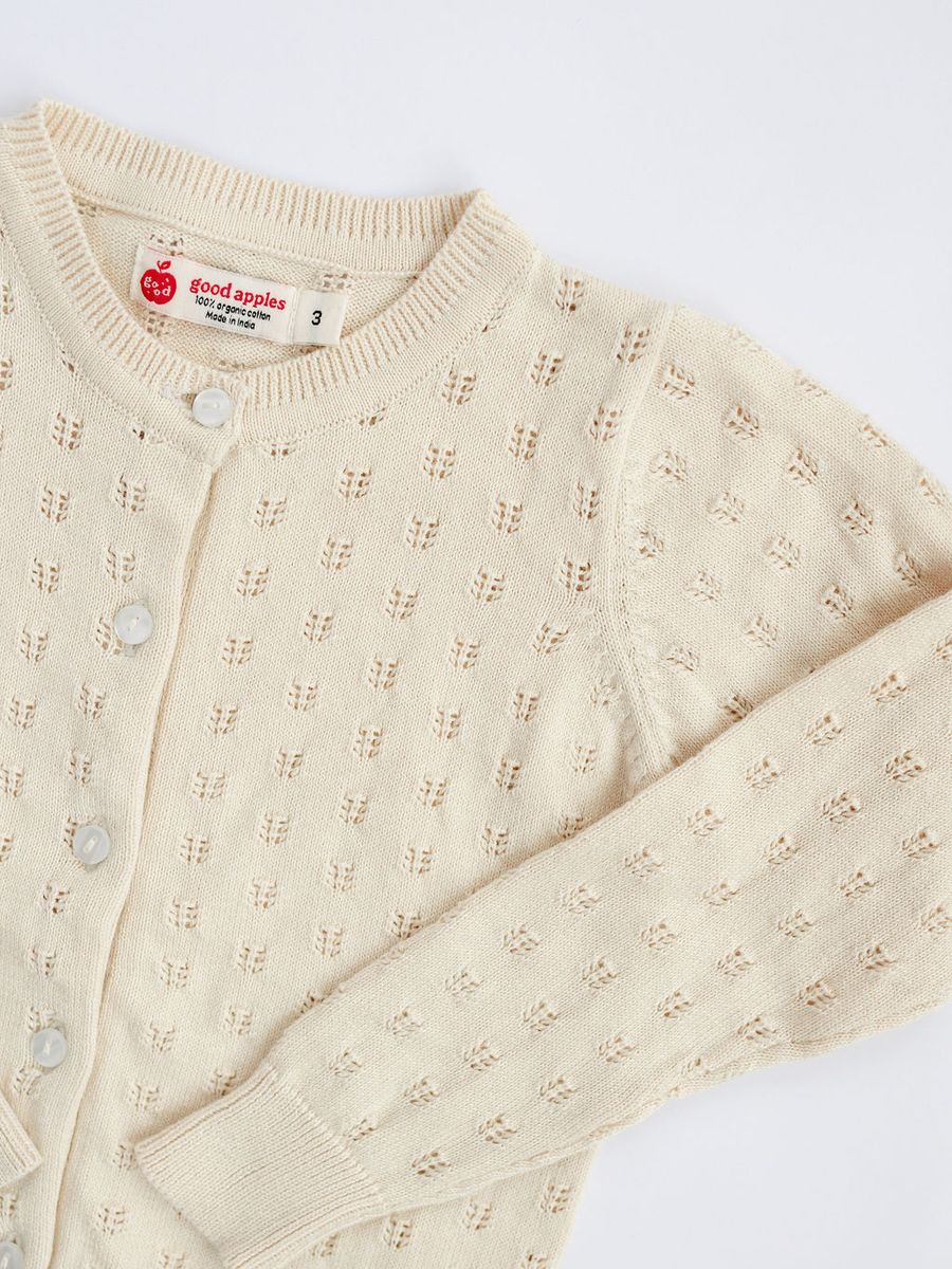 Pointelle Cardigan (Ivory)