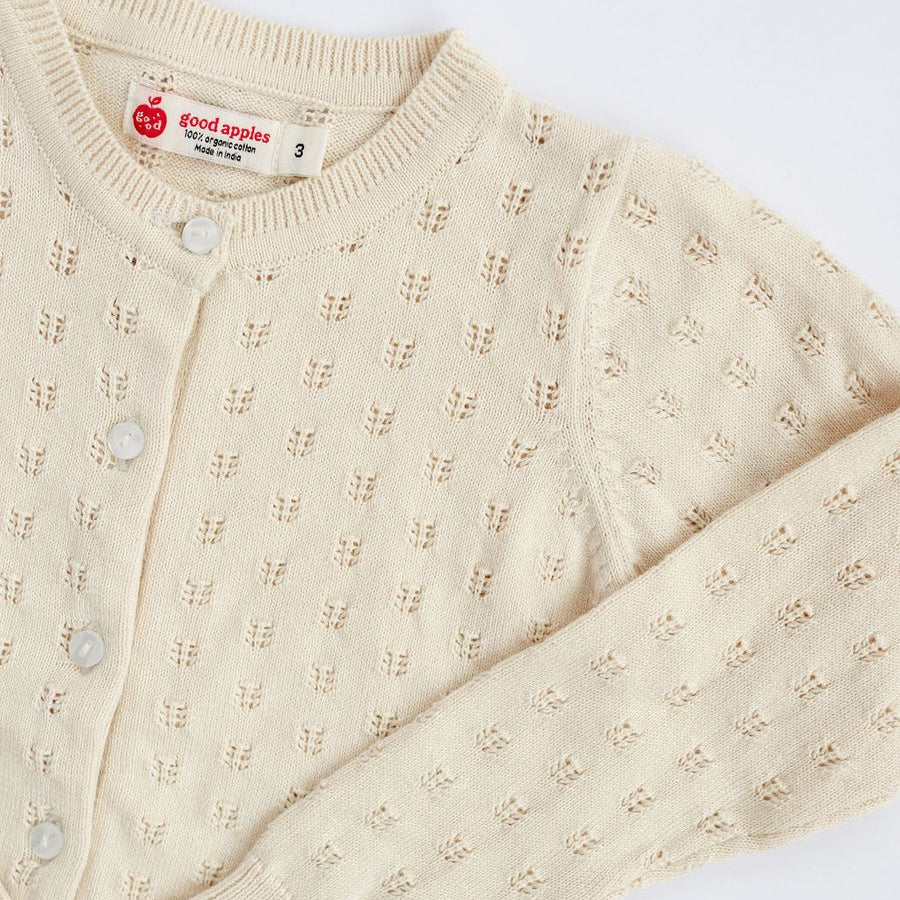 Pointelle Cardigan (Ivory)