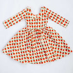 3/4 Sleeve Twirl Dress (Red Apples Collared)