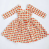 3/4 Sleeve Twirl Dress (Red Apples Collared)