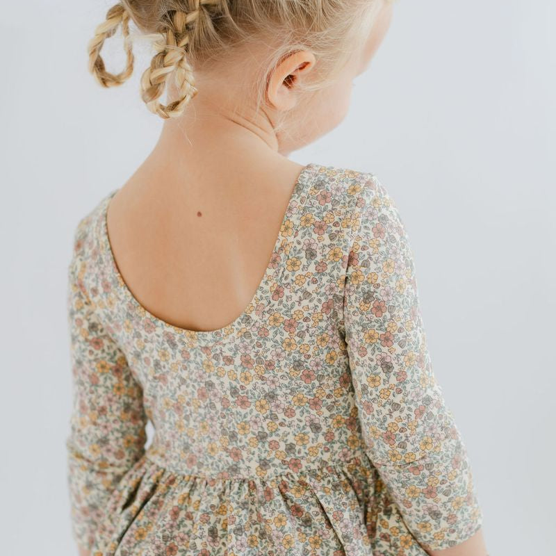 3/4 Sleeve Twirl Dress (Bella Brown)