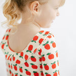 3/4 Sleeve Twirl Dress (Red Apples Collared)