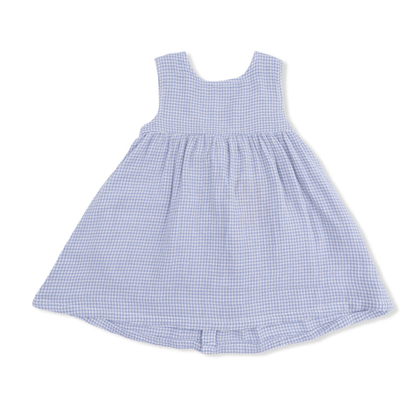 Dress with Bow and Bloomer (Micro Gingham Blue Blizzard)