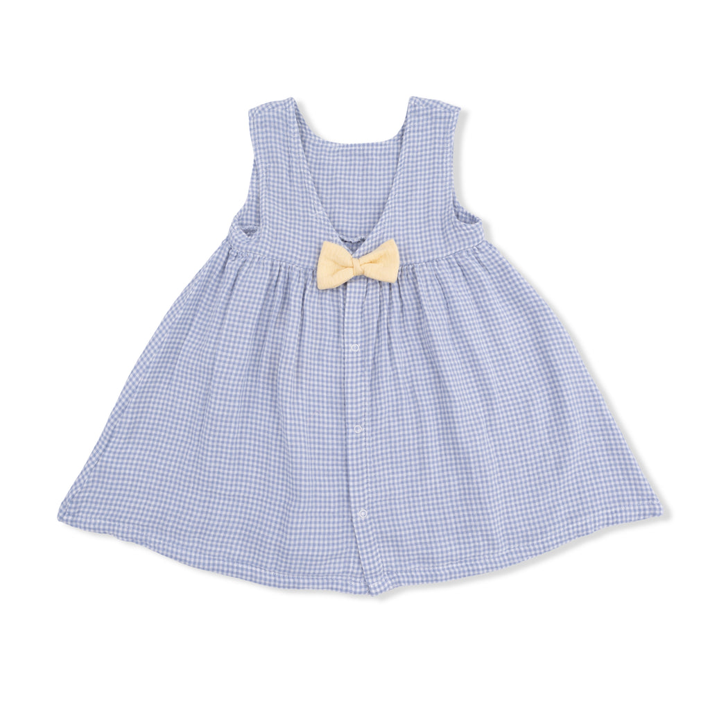 Dress with Bow and Bloomer (Micro Gingham Blue Blizzard)