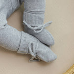 Knit Booties (Heathered Dusty Blue)