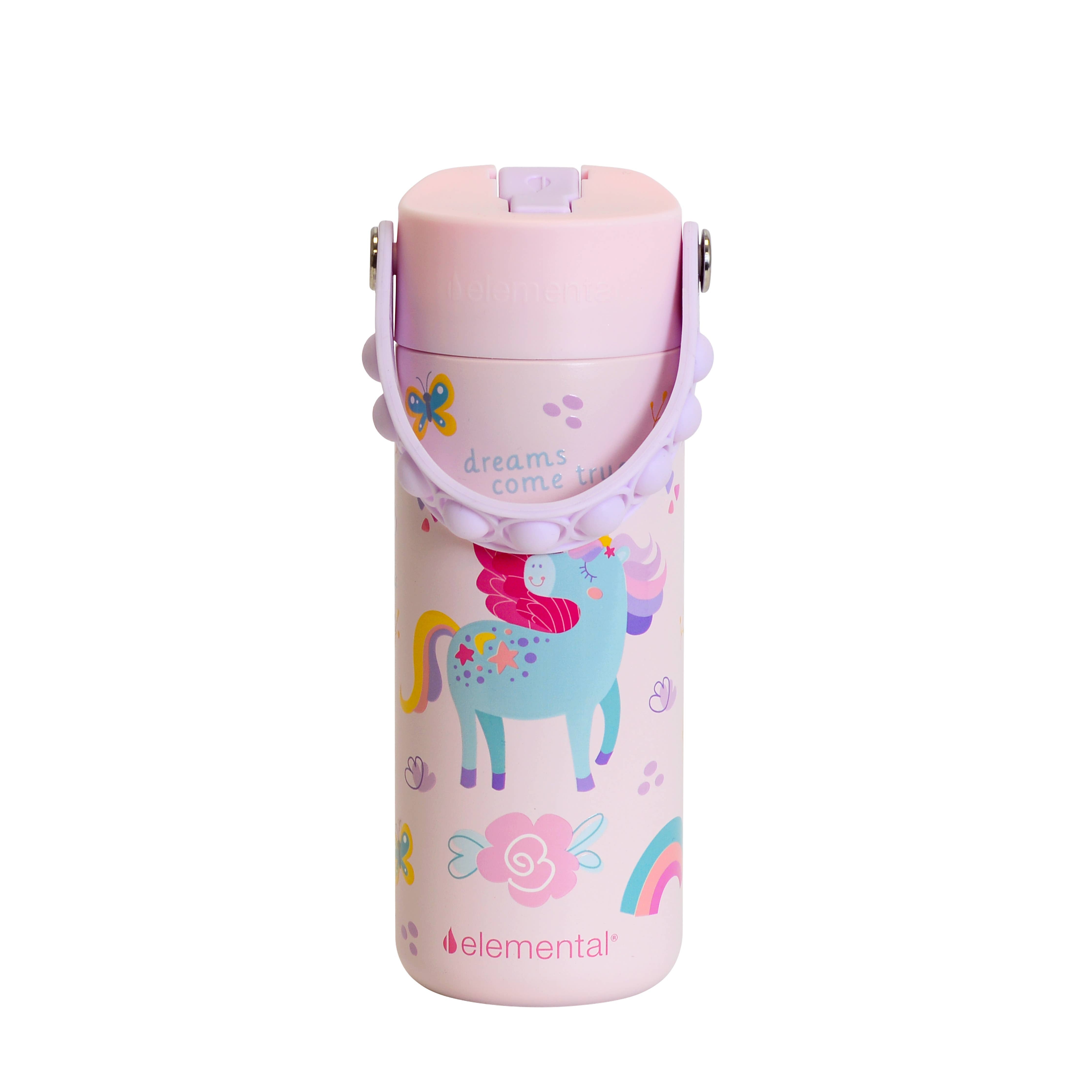 18oz Fidget Handle Stainless Bottle (Unicorn Rainbow)