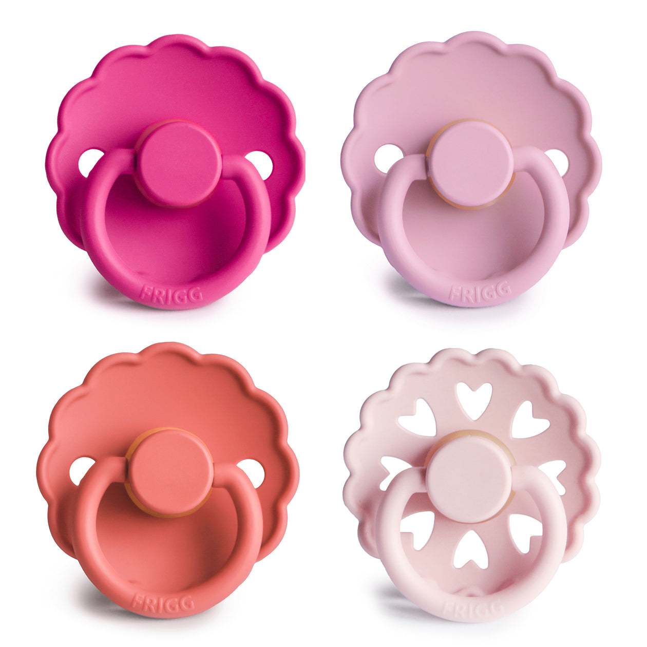 FRIGG Natural Rubber Pacifier 4-Pack (Rosy Romance)