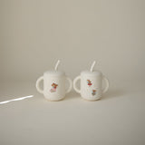 Silicone Training Cup + Straw (Fairy Mice)