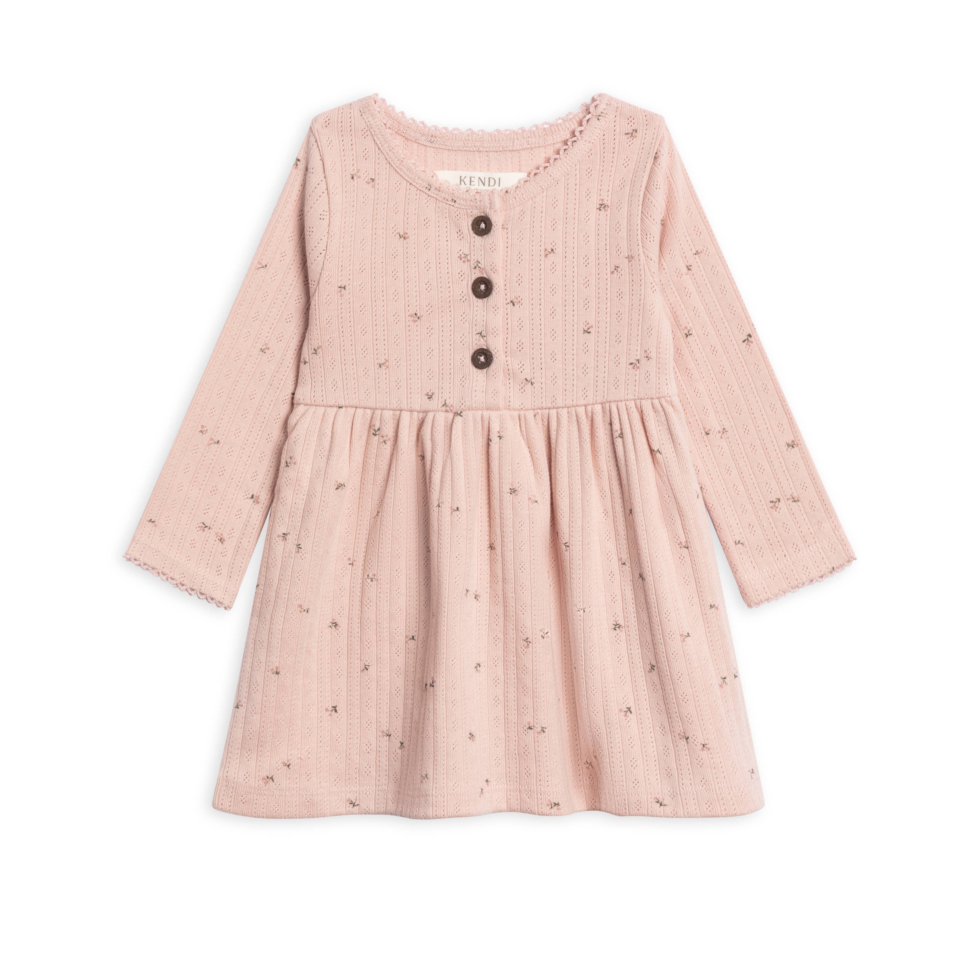 Bryn Brushed Back Pointelle Henley Dress (Haran Floral)