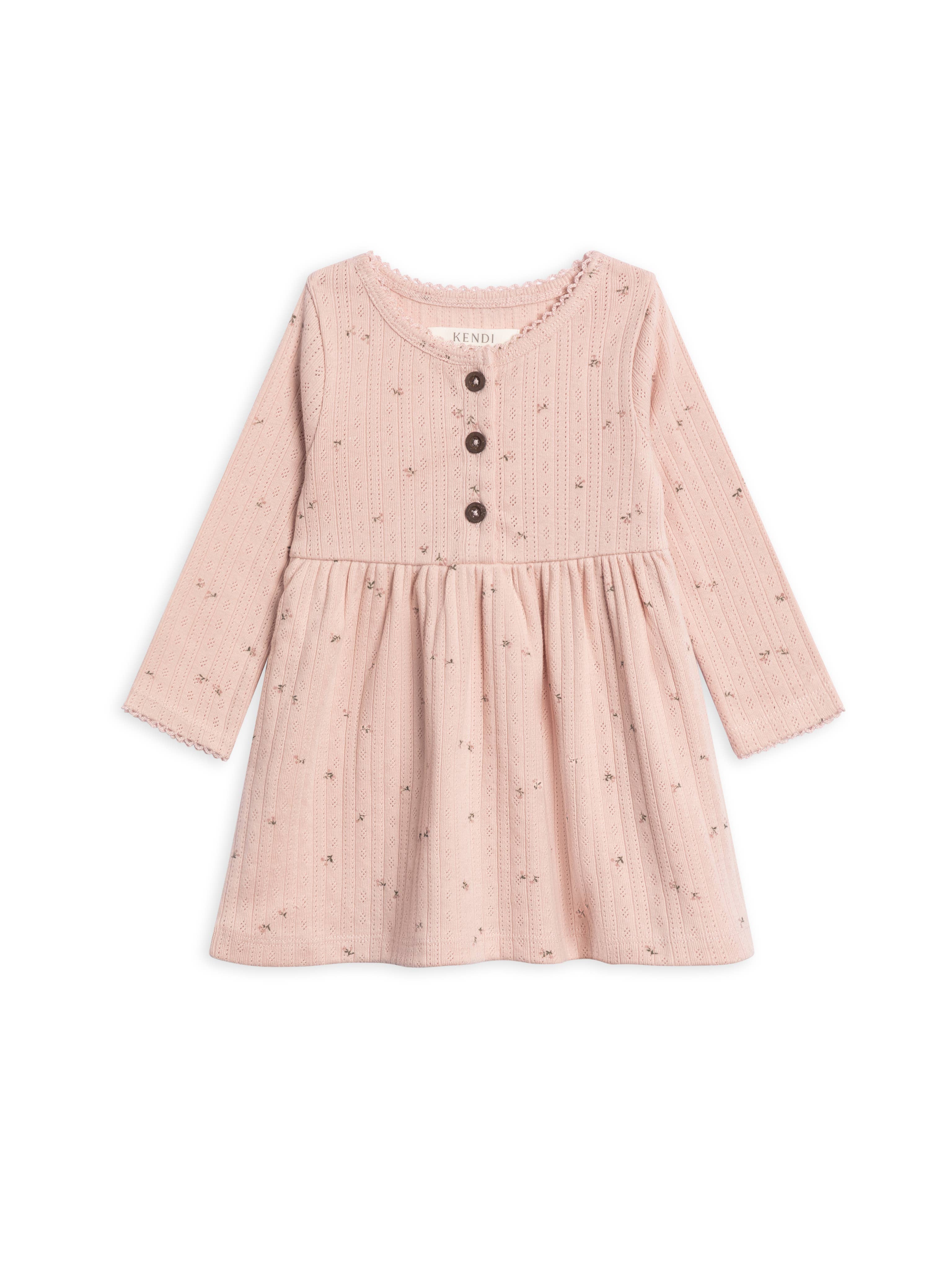Bryn Brushed Back Pointelle Henley Dress (Haran Floral)