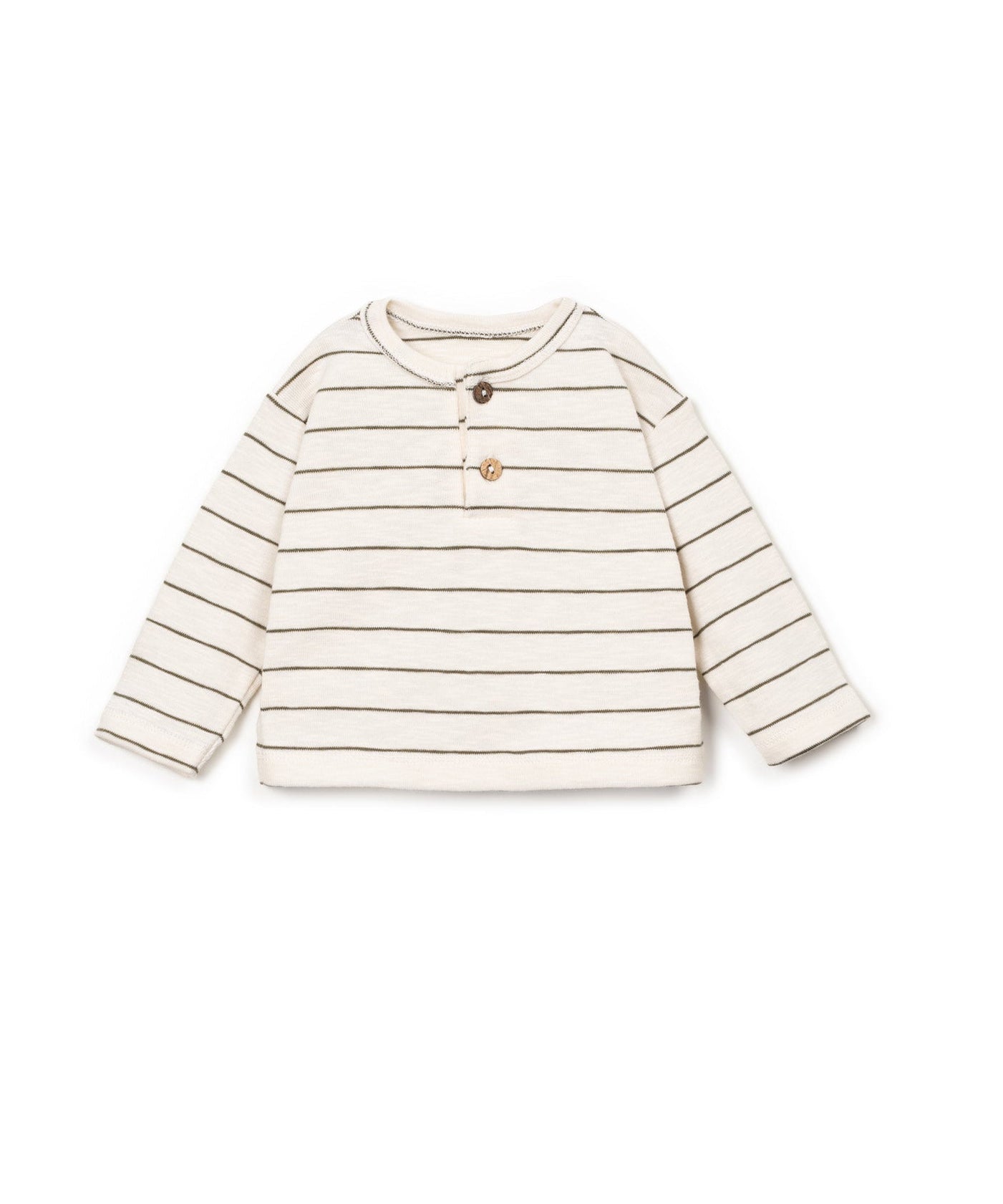 Henley Sweatshirt (Dark Green Stripe)