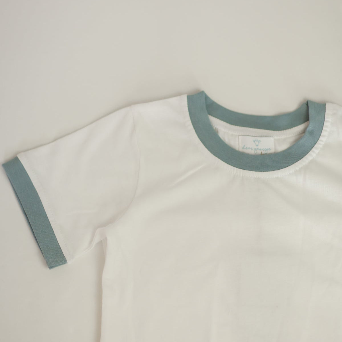 The Ringer Tee (White with Light Blue)