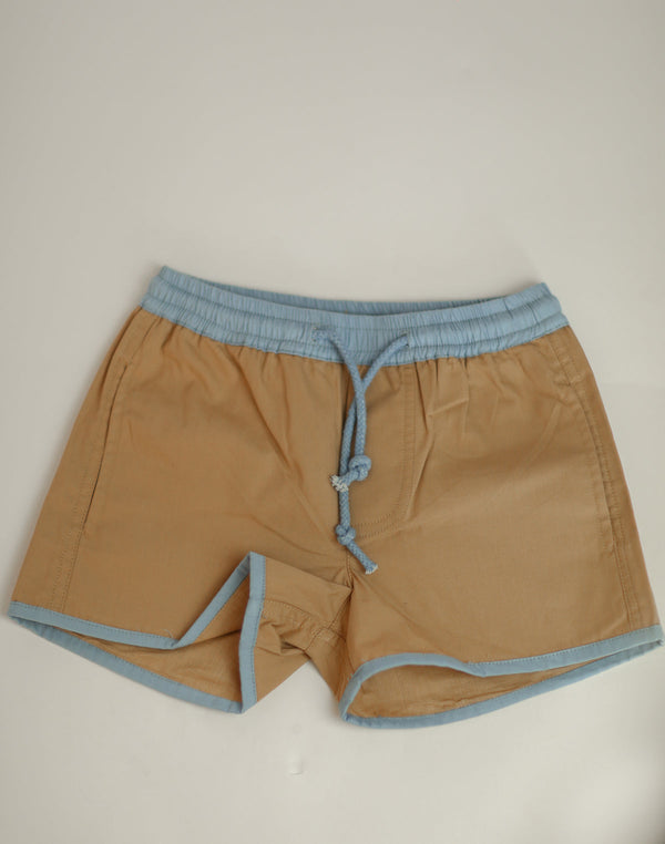 The Pop-On Short (Khaki with Blue Trim)