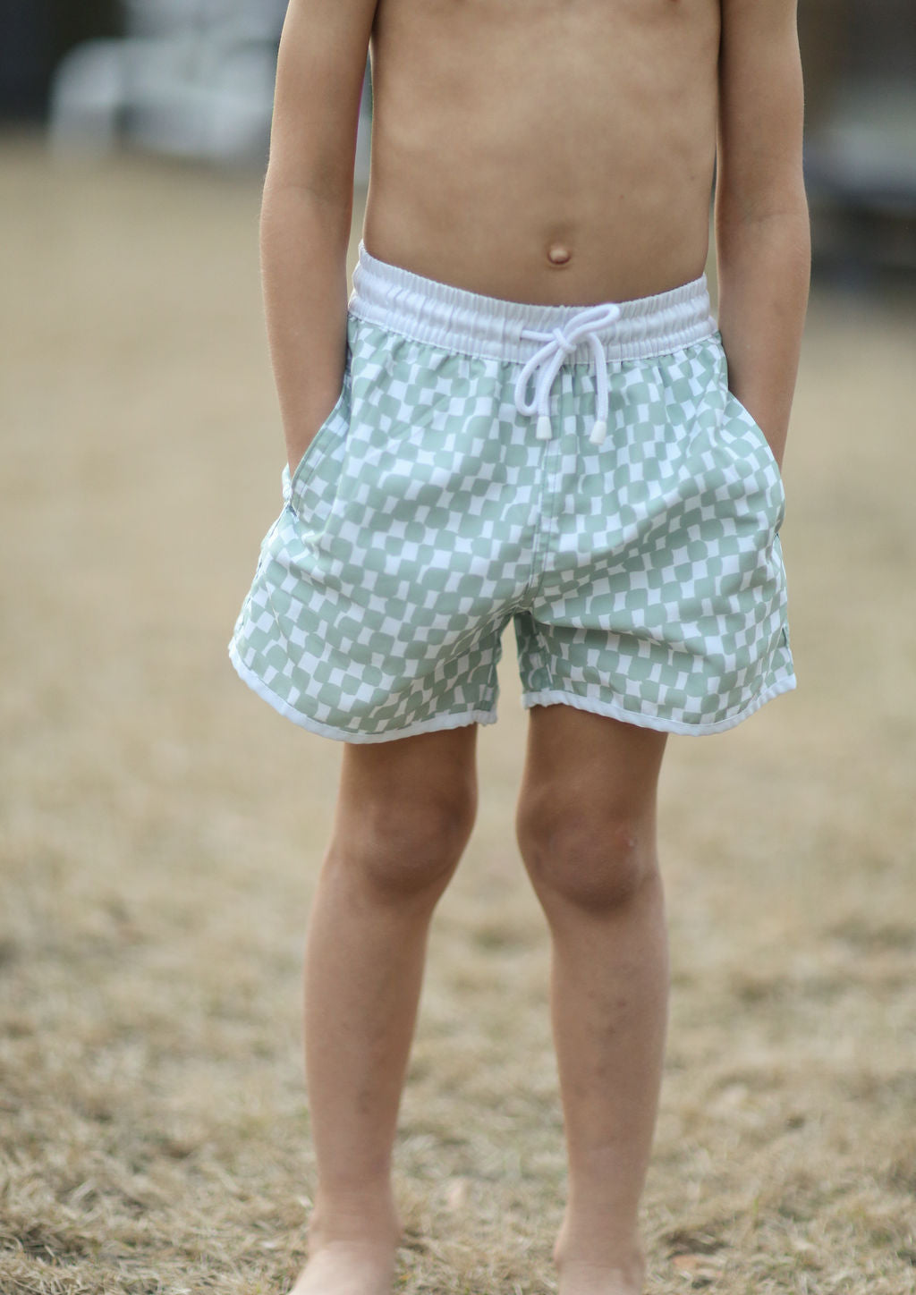 The Swim Short (Green Checkerboard)