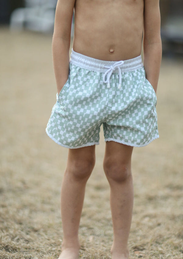 The Swim Short (Green Checkerboard)