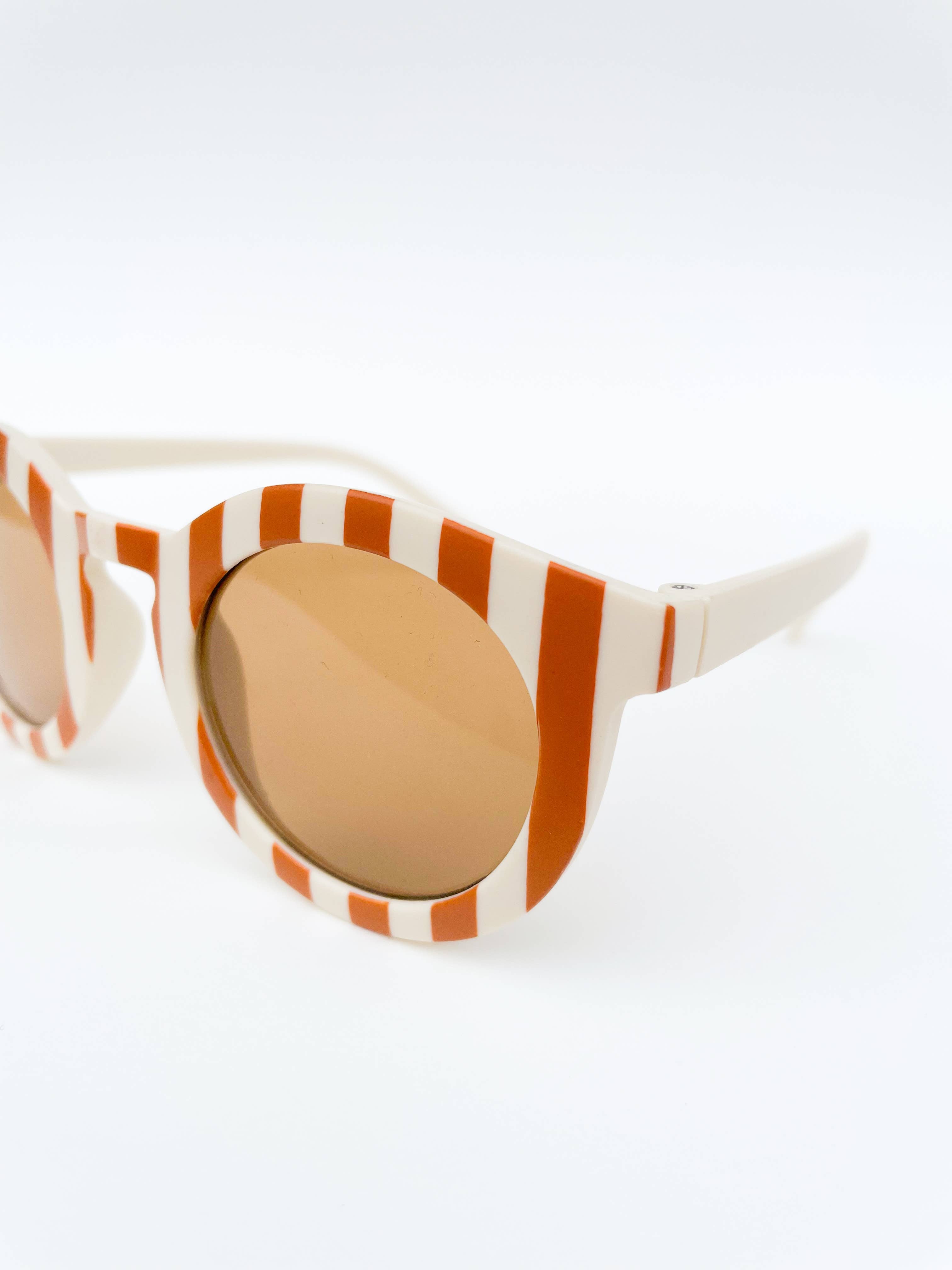 Cream & Tan Stripe Toddler Sunglasses