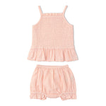 Organic Smocked Top And Bloomer Set (Blush)