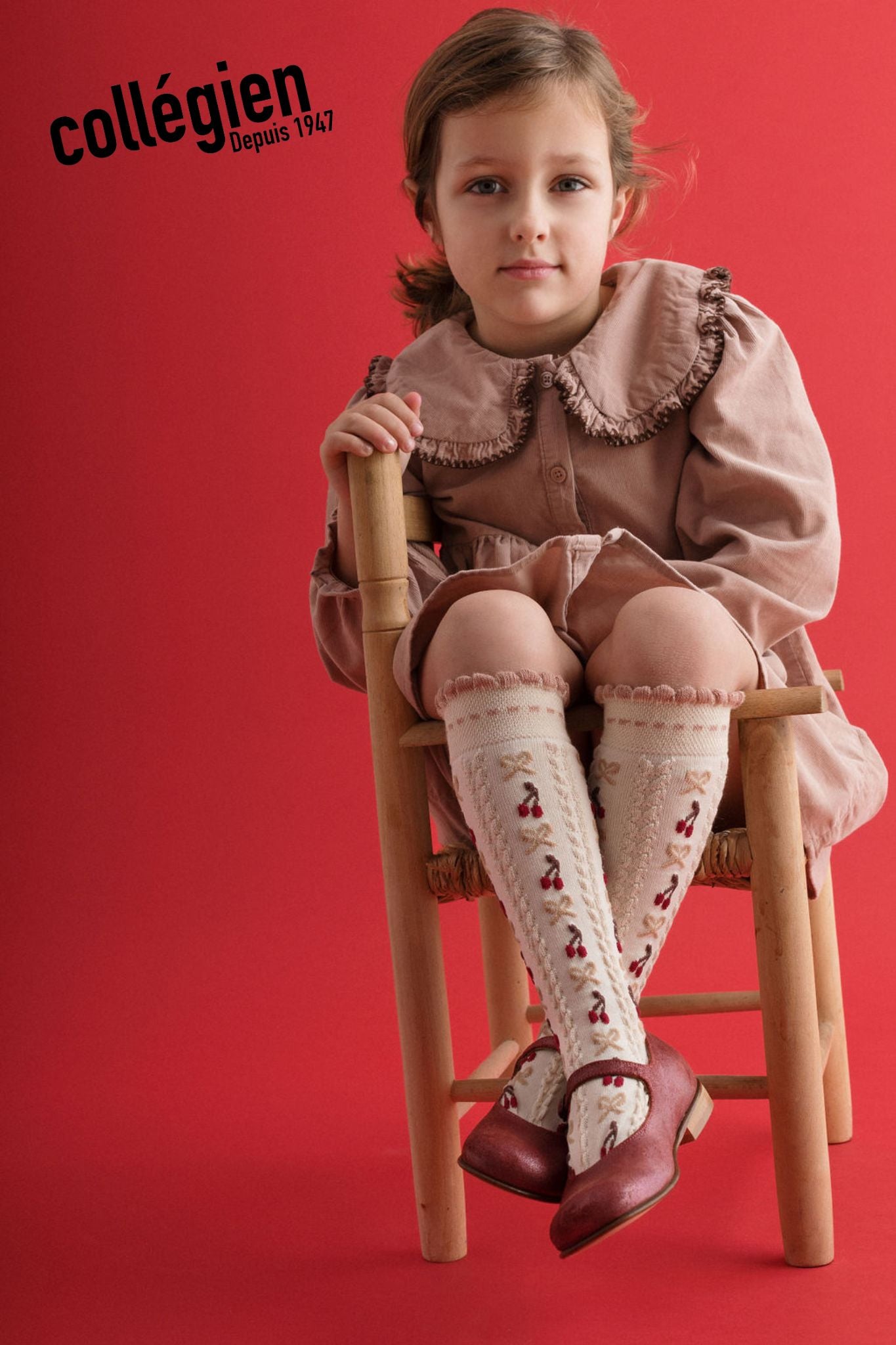 Cerise Knee High Socks (Bows and Cherries)