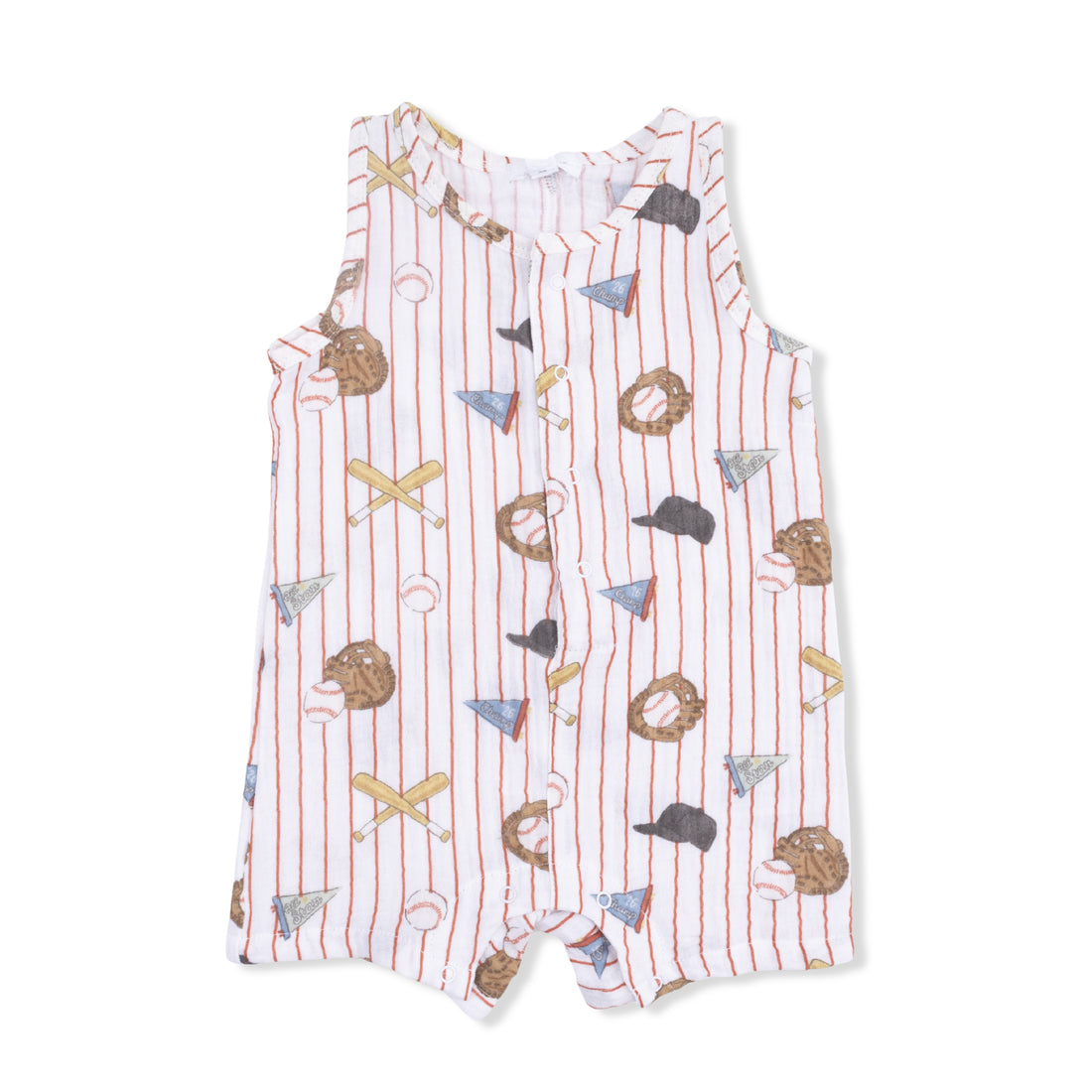 Sleeveless Shortie Romper (Vintage Baseball Stripe)