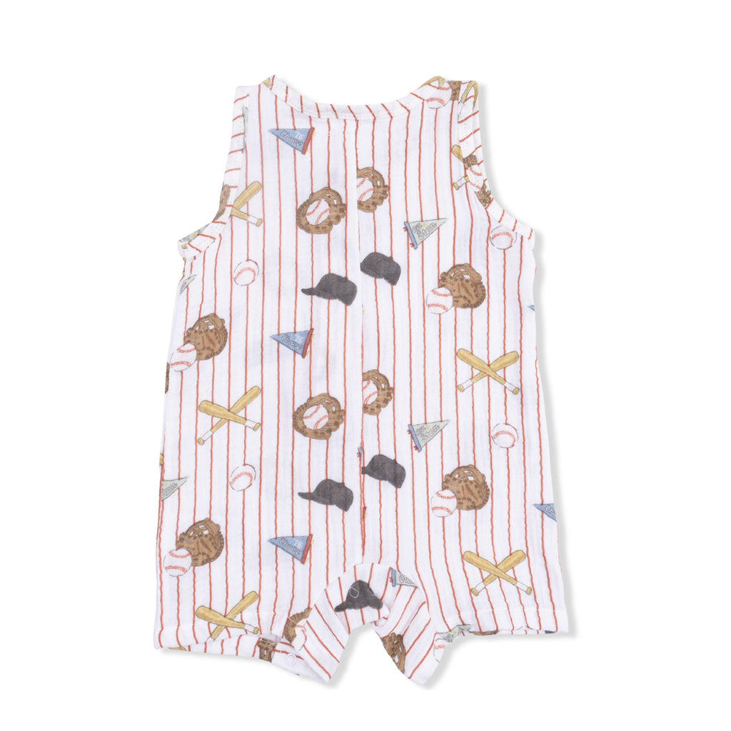 Sleeveless Shortie Romper (Vintage Baseball Stripe)