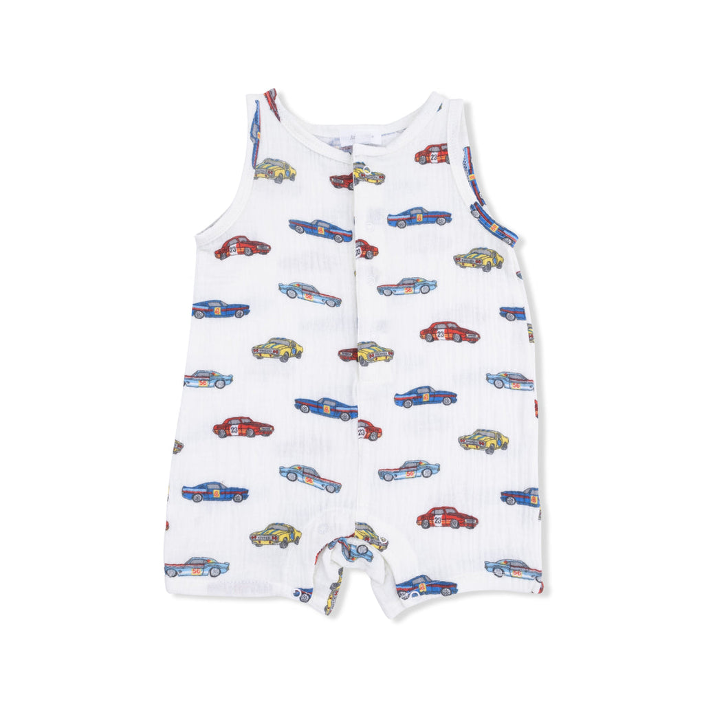 Sleeveless Shortie Romper (Race Cars)