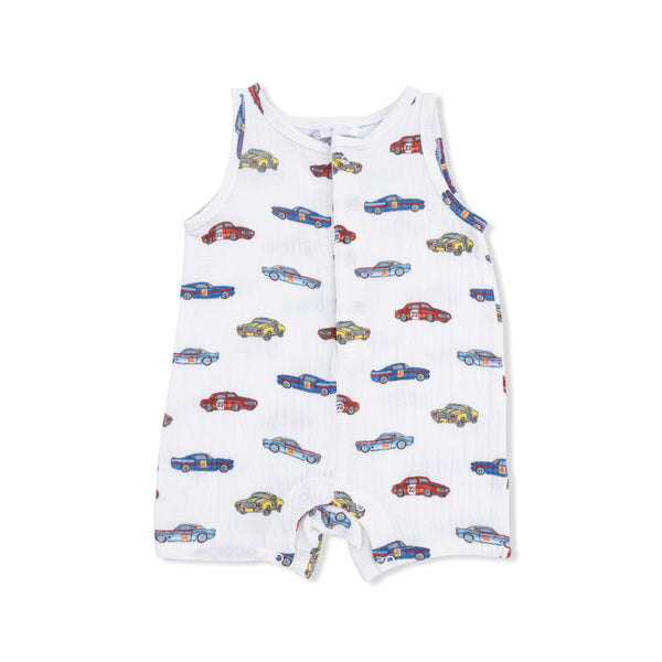 Sleeveless Shortie Romper (Race Cars)