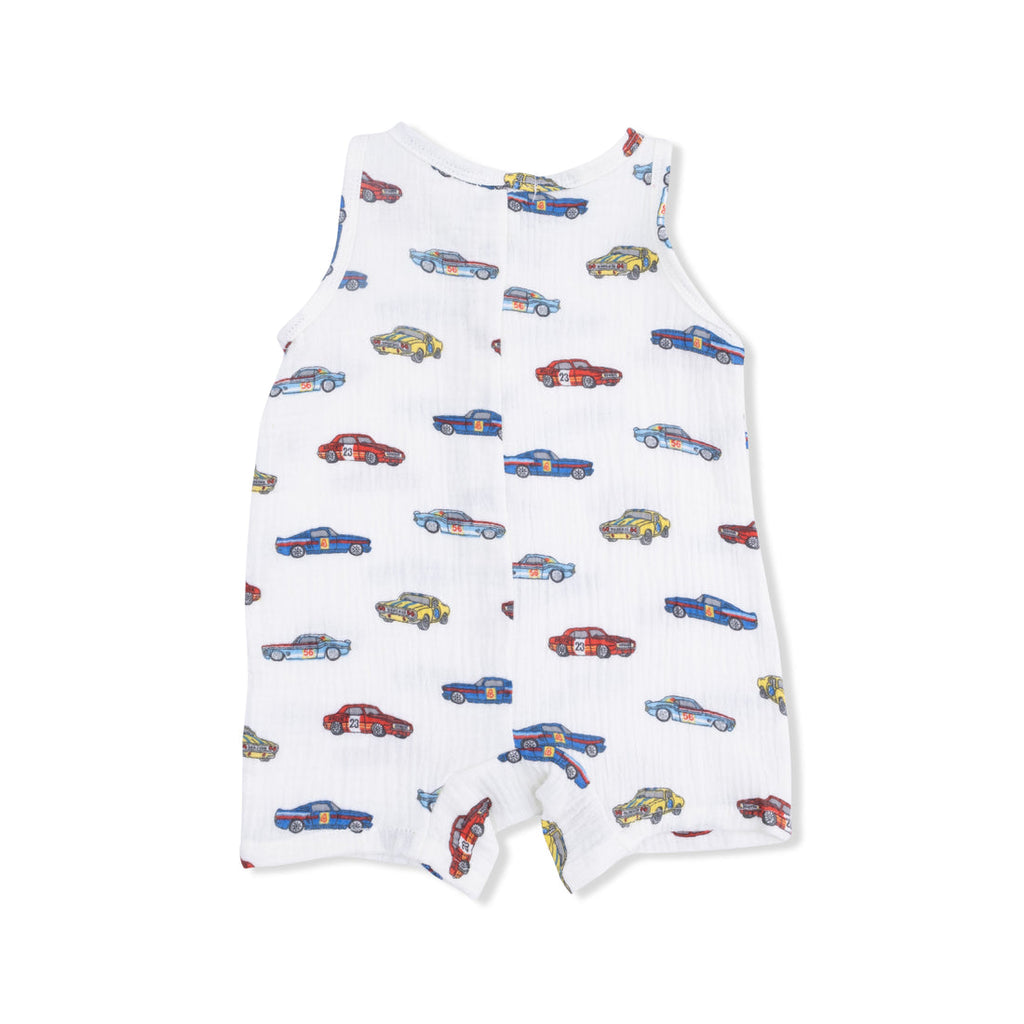 Sleeveless Shortie Romper (Race Cars)