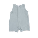 Sleeveless Shortie Romper (Solid Muslin Jadeite)