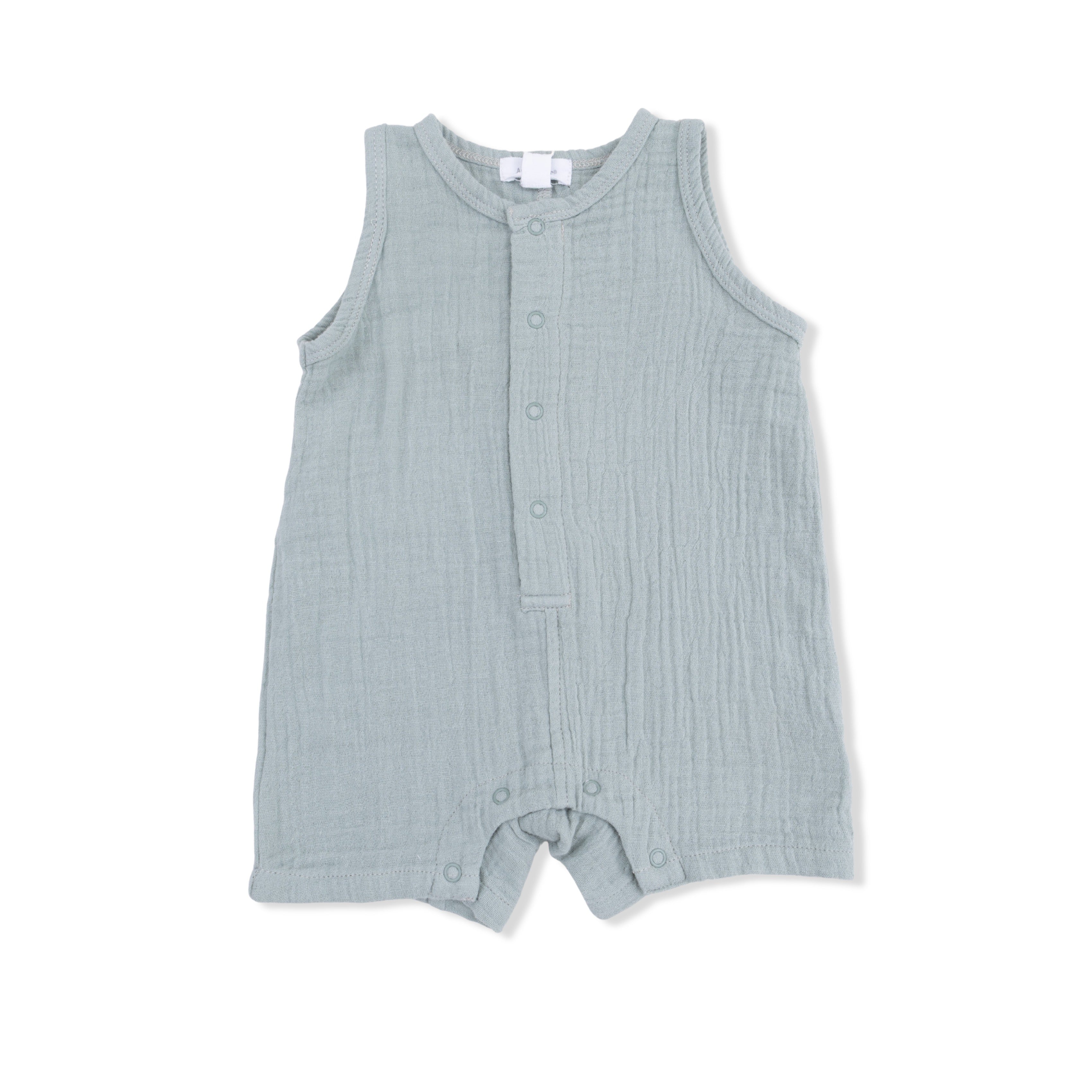 Sleeveless Shortie Romper (Solid Muslin Jadeite)
