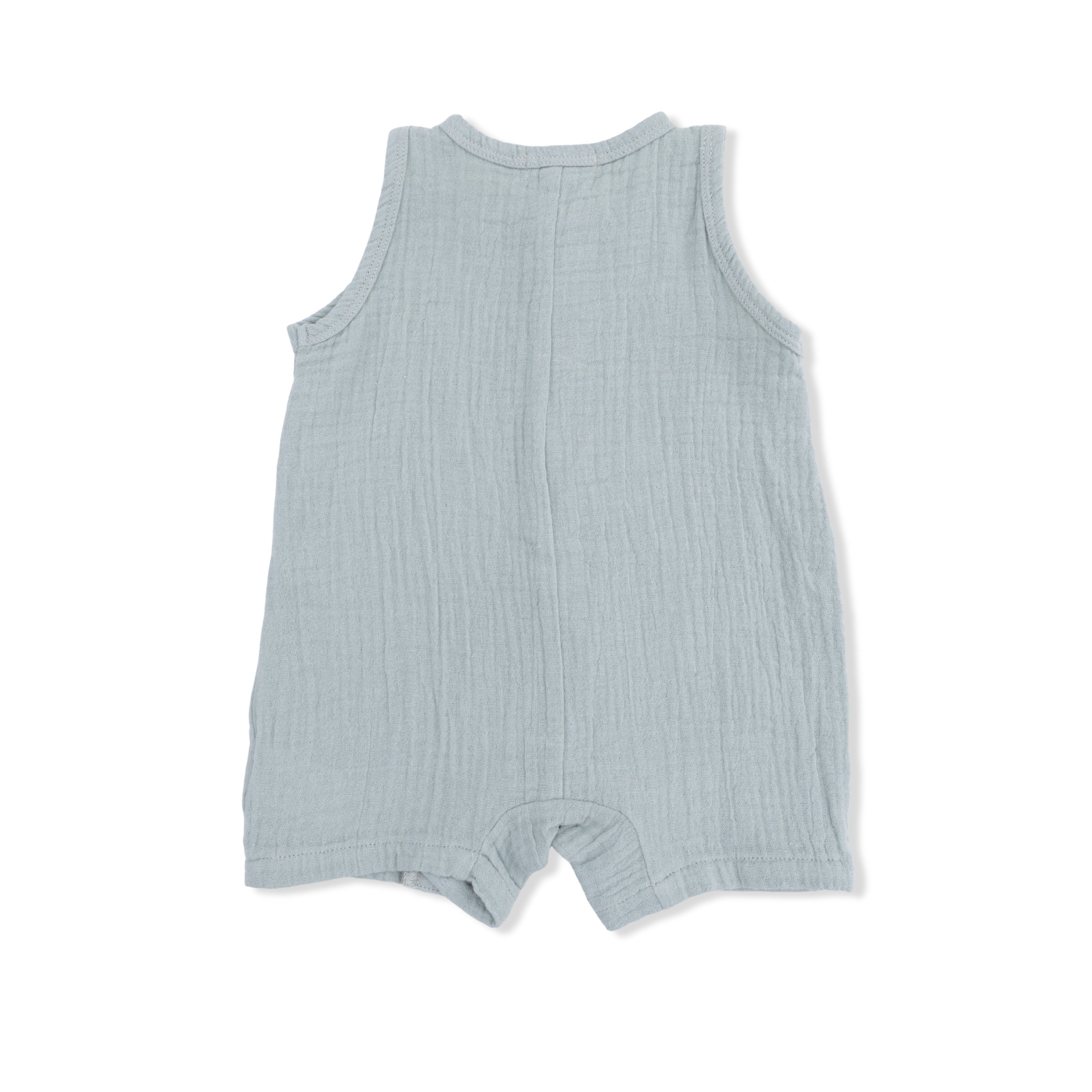 Sleeveless Shortie Romper (Solid Muslin Jadeite)
