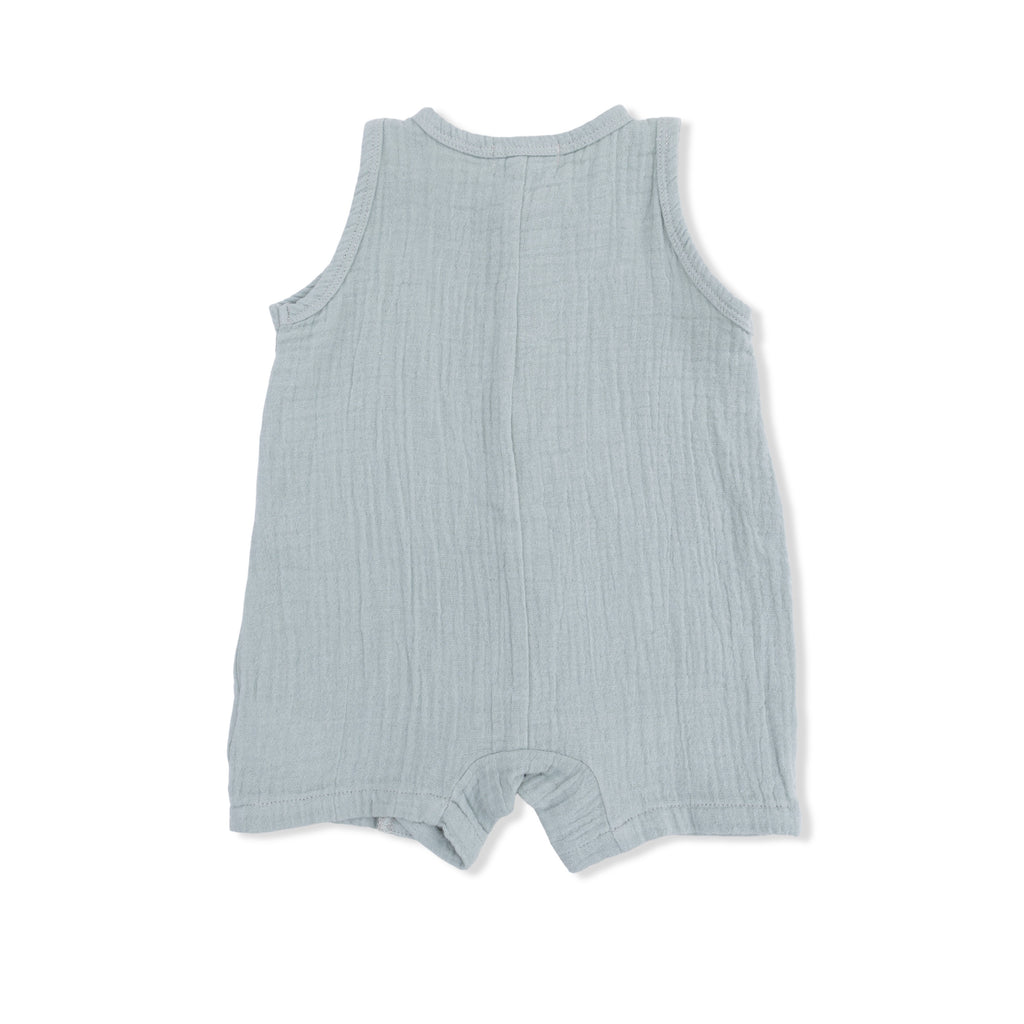 Sleeveless Shortie Romper (Solid Muslin Jadeite)