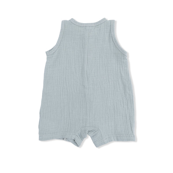 Sleeveless Shortie Romper (Solid Muslin Jadeite)