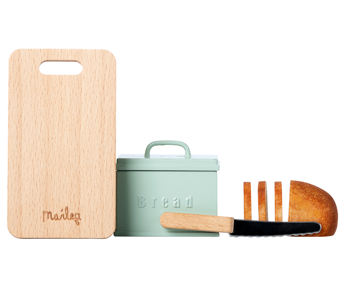 Miniature Bread Box with Utensils
