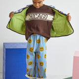 Striped Denim Smiley Pant