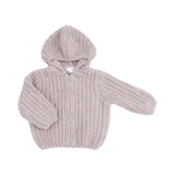 Chenille Hooded Jacket with Striped Texture (Stone)