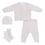 Chenille Button Down Cardigan Set (Natural)