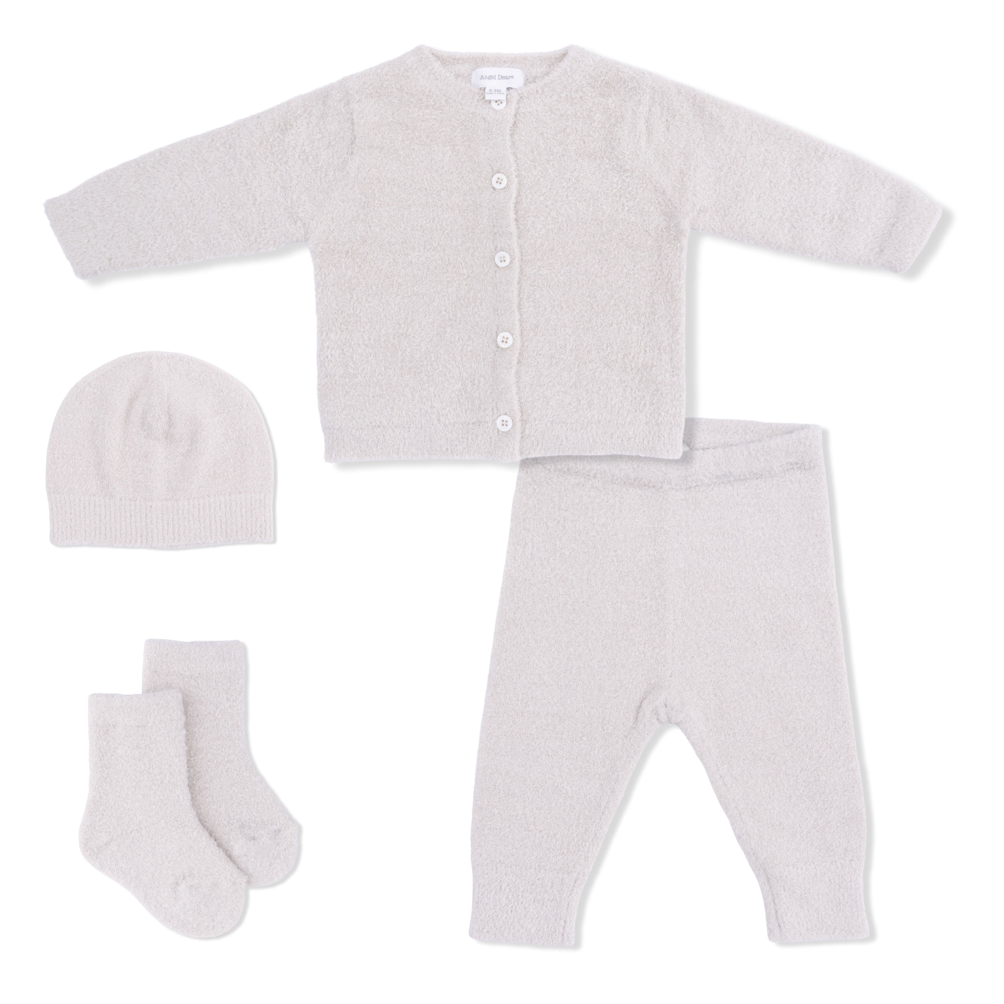 Chenille Button Down Cardigan Set (Natural)