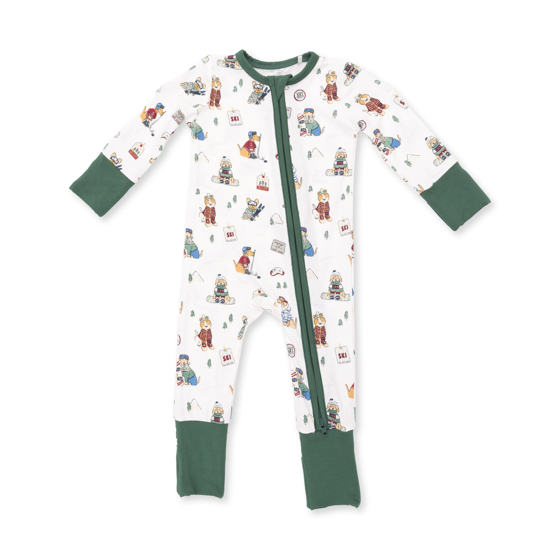 Convertible Romper (Winter Sports Dogs Green)