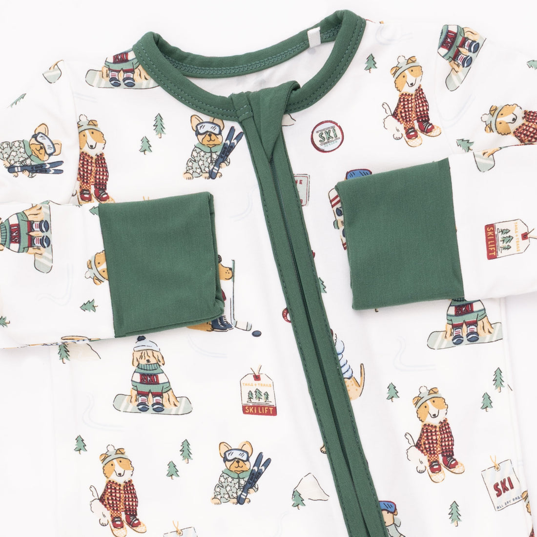 Convertible Romper (Winter Sports Dogs Green)