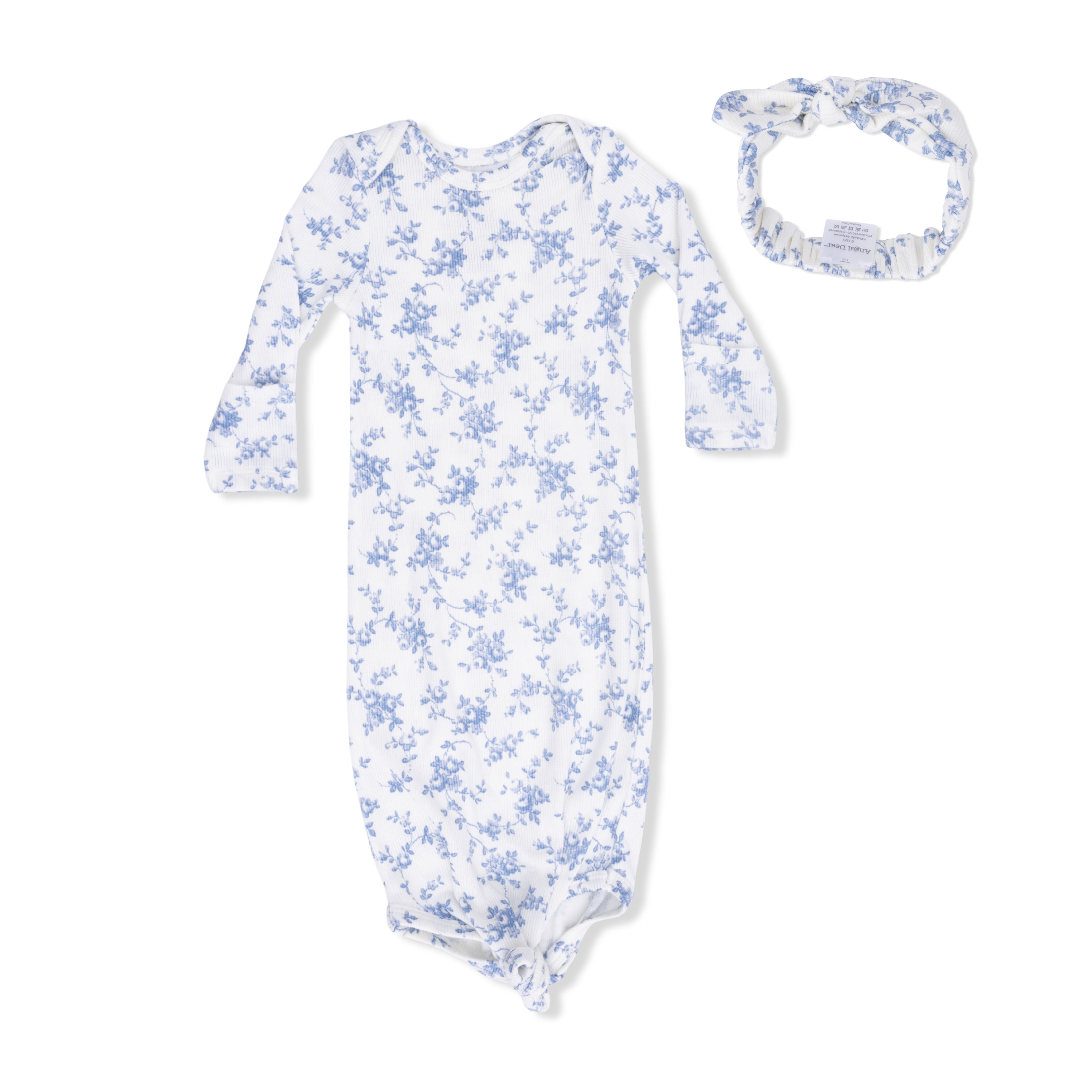 Knotted Gown and Headband (Baby Blue Vines Floral)