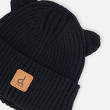 Baby Knit Hat with Strings (Black)
