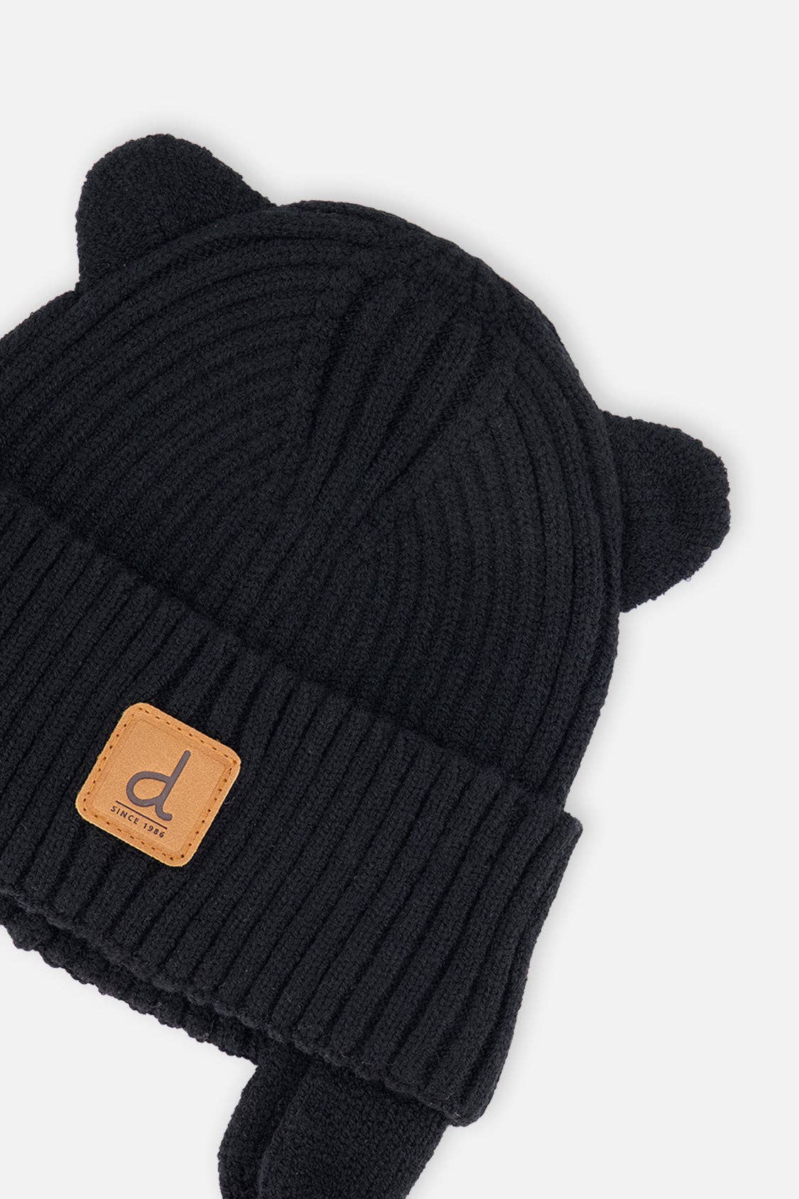 Baby Knit Hat with Strings (Black)