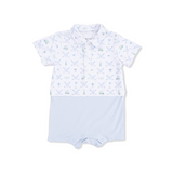 Short Playsuit (Golf Trellis Blue)