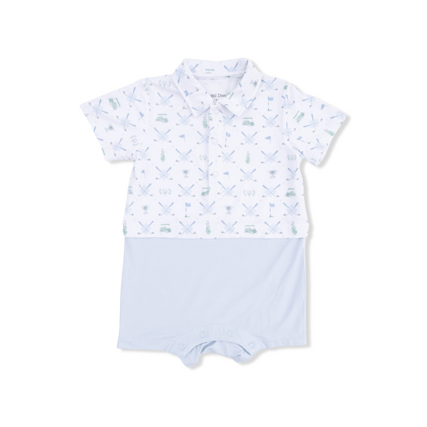 Short Playsuit (Golf Trellis Blue)