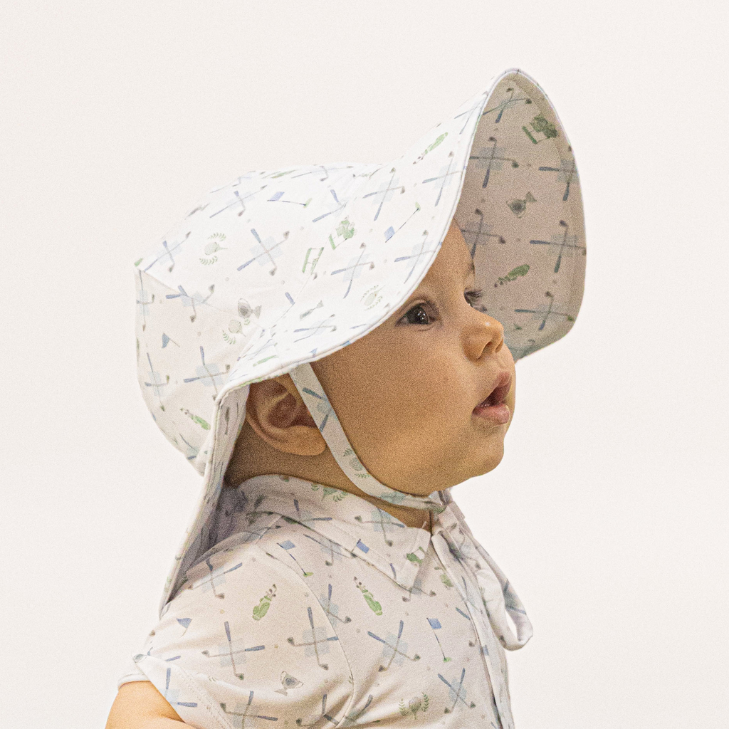 Wide Brim Sun Hat (Golf Trellis Blue)