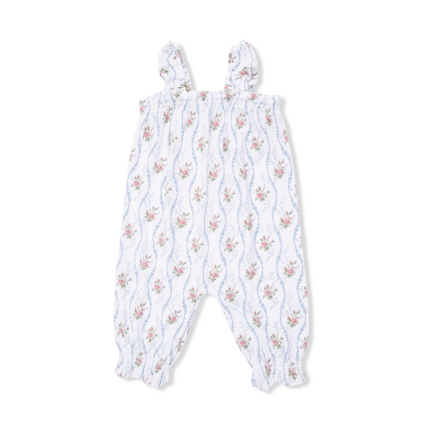 Ruffly Strap Overall (Heirloom Rose Stripe)